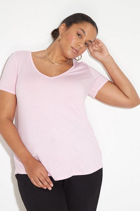 Dorothy Perkins Curve Pink V Neck Relaxed T-shirt 1