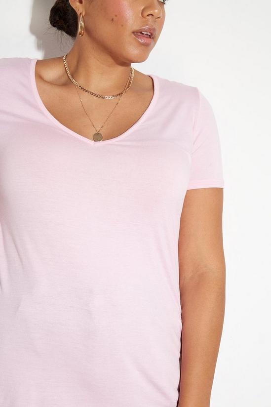 Dorothy Perkins Curve Pink V Neck Relaxed T-shirt 4