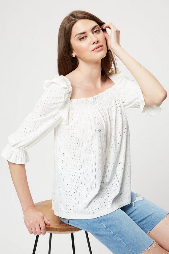 Dorothy Perkins Tall White Broderie Long Sleeve Top 1