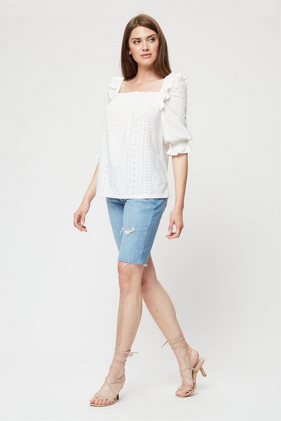 Dorothy Perkins Tall White Broderie Long Sleeve Top 2