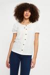 Dorothy Perkins Tall Ivory Broderie Button Puff Sleeve Top thumbnail 1