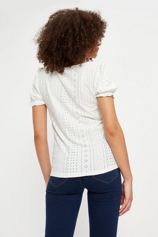 Dorothy Perkins Tall Ivory Broderie Button Puff Sleeve Top 3