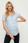 Dorothy Perkins Maternity and Nursing Blue Broderie Button Top thumbnail 1