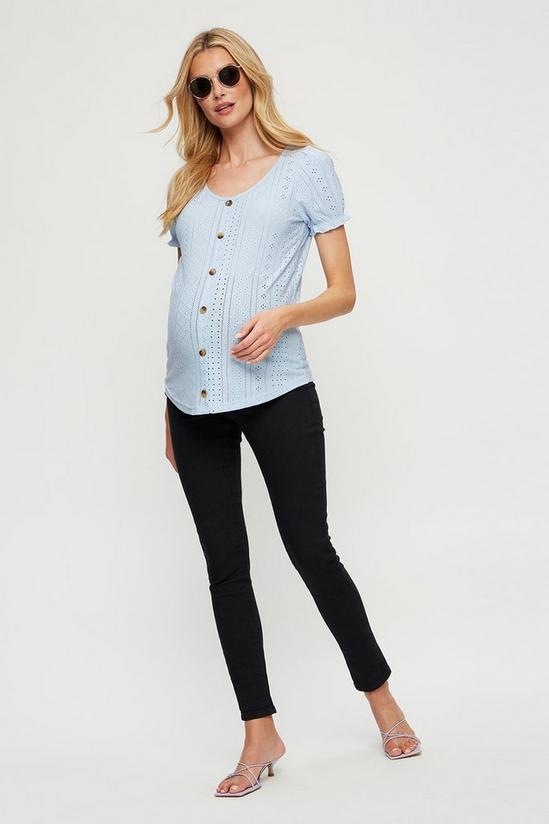 Dorothy Perkins Maternity and Nursing Blue Broderie Button Top 2