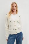 Dorothy Perkins Cream Embroidered Knitted Cardigan thumbnail 1