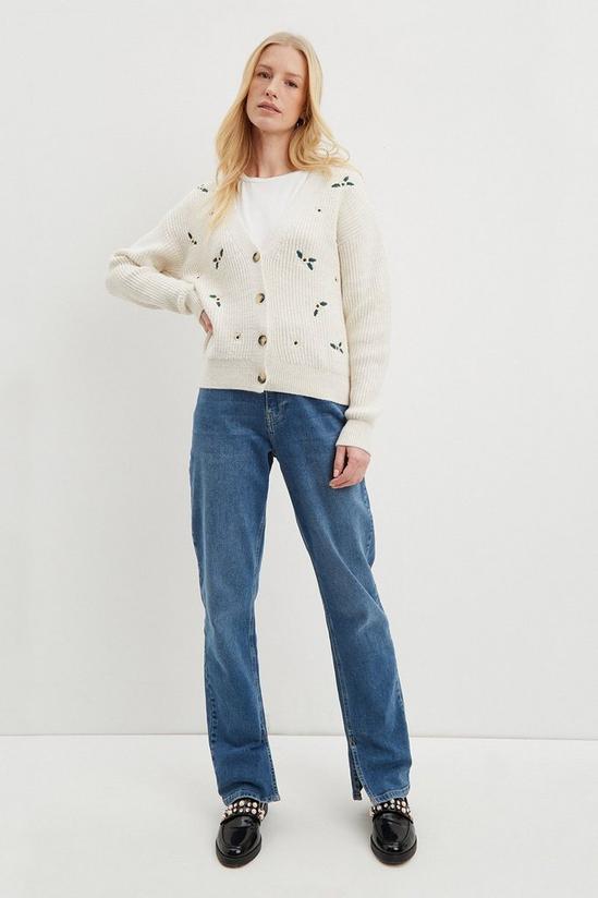 Dorothy Perkins Cream Embroidered Knitted Cardigan 2