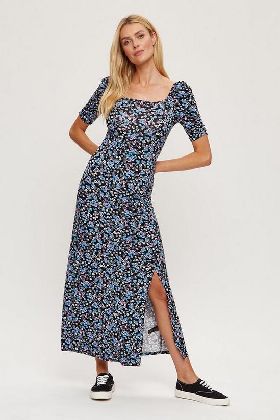 Dorothy Perkins Tall Blue Floral Empire Seam Midi Dress 1