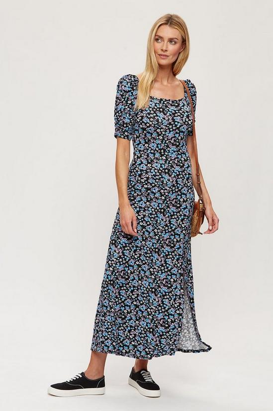 Dorothy Perkins Tall Blue Floral Empire Seam Midi Dress 2