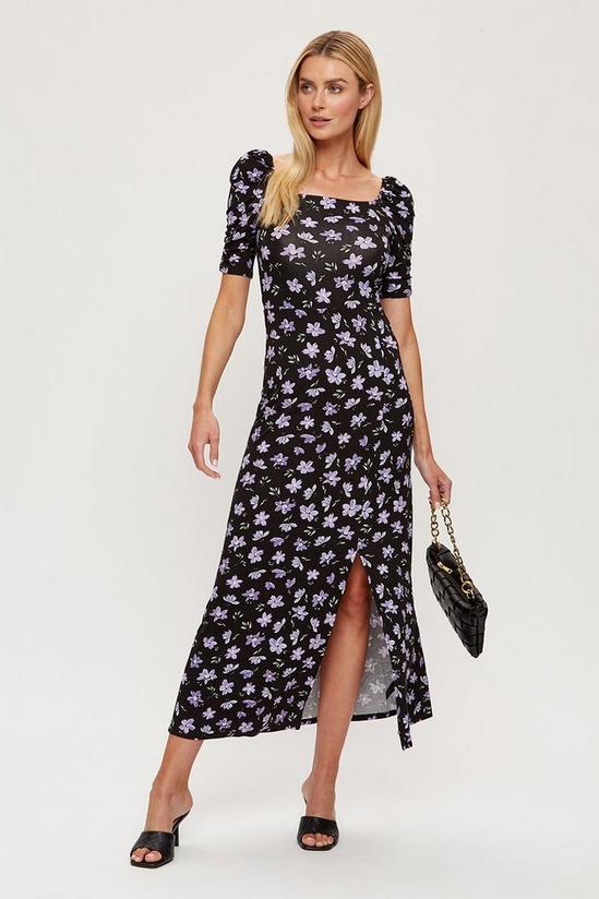 Dorothy Perkins Tall Purple Floral Empire Seam Midi Dress 2