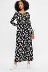 Dorothy Perkins Tall Black Floral Empire Seam Midi Dress thumbnail 1