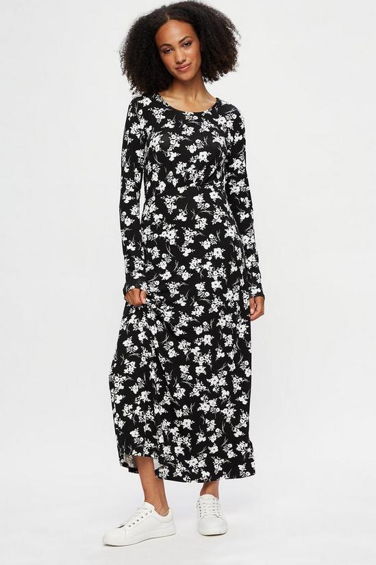 Dorothy Perkins Tall Black Floral Empire Seam Midi Dress 2