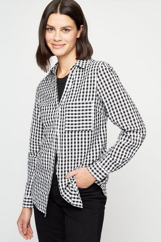 Dorothy Perkins Black And White Check Gingham Open Collar Lin 1