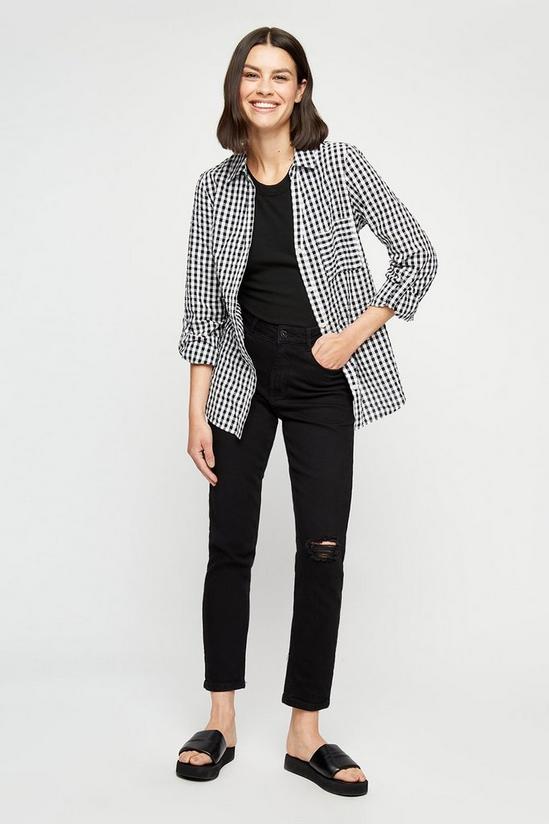 Dorothy Perkins Black And White Check Gingham Open Collar Lin 2