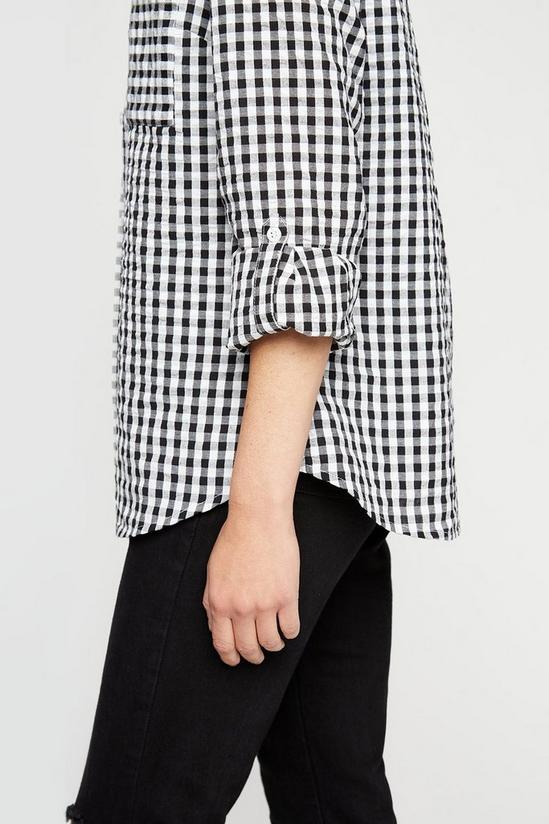 Dorothy Perkins Black And White Check Gingham Open Collar Lin 4