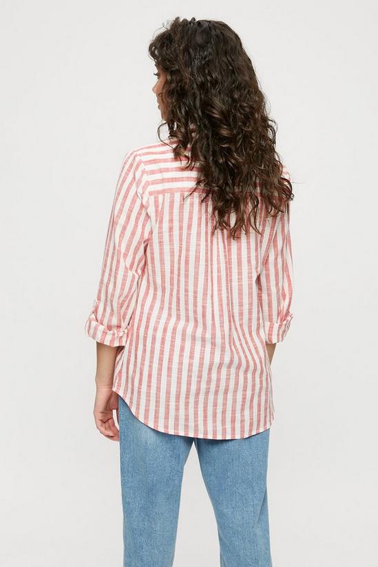 Dorothy Perkins Red Stripe Open Collar Linen LookShirt 3