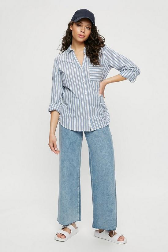 Dorothy Perkins Pale Blue Stripe Open Collar Linen Shirt 2