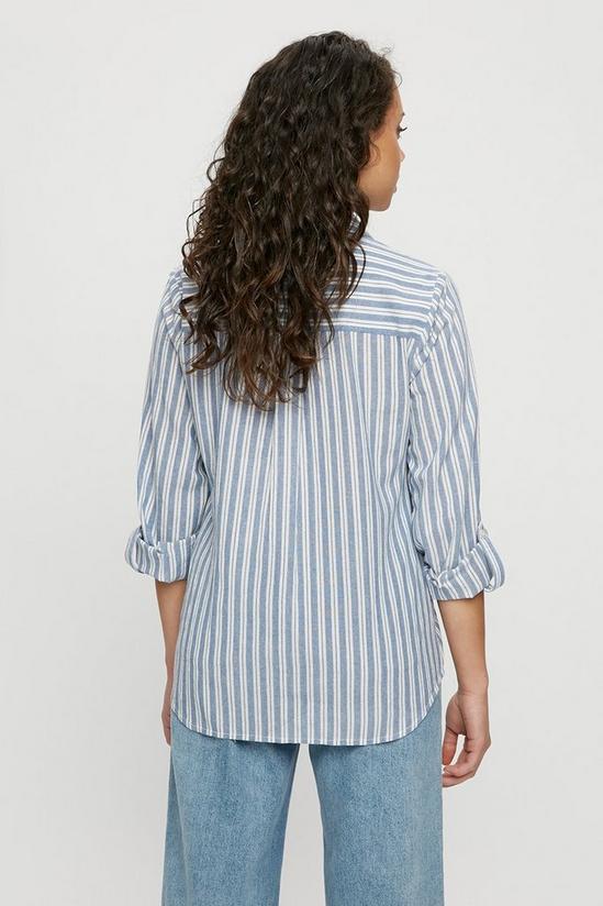 Dorothy Perkins Pale Blue Stripe Open Collar Linen Shirt 3
