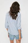 Dorothy Perkins Blue & Ivory Stripe Open Collar Linen Shirt thumbnail 3