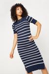 Dorothy Perkins Navy Ivory Striped Dress thumbnail 1