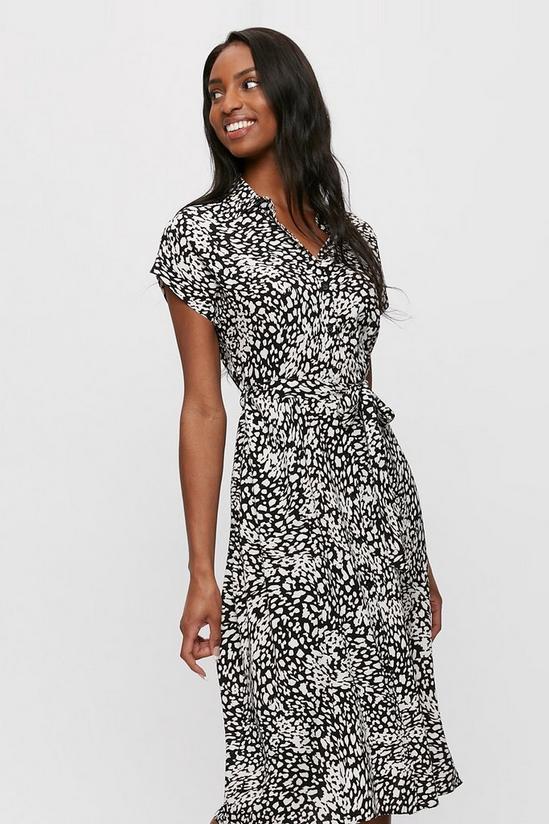 Dorothy Perkins Mono Leopard Tie Waist Shirt Dress 1