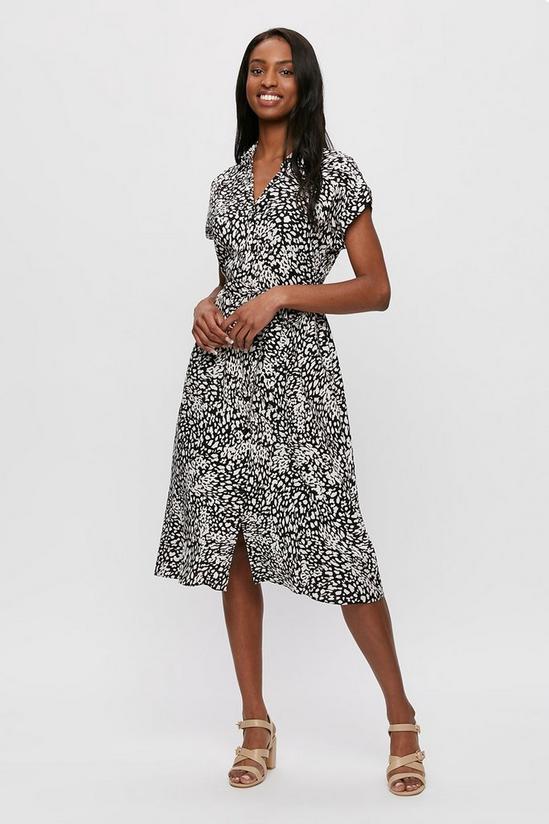 Dorothy Perkins Mono Leopard Tie Waist Shirt Dress 2