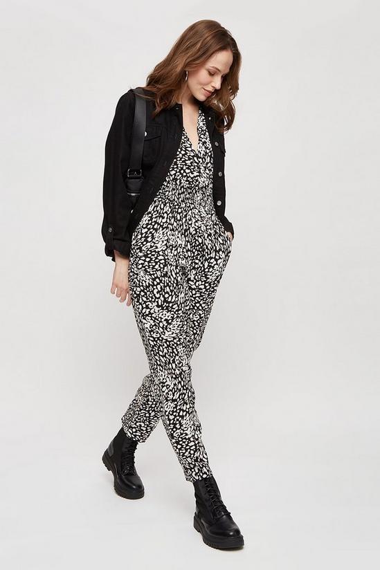 Dorothy Perkins Mono Leopard Short Sleeve Jumpsuit 2