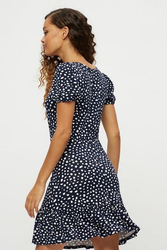 Dorothy Perkins Petite Navy Spot Ruched Front Dress 3