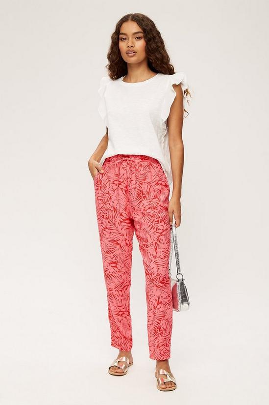 Dorothy Perkins Petite Pink & Red Palm Print Jogger 1