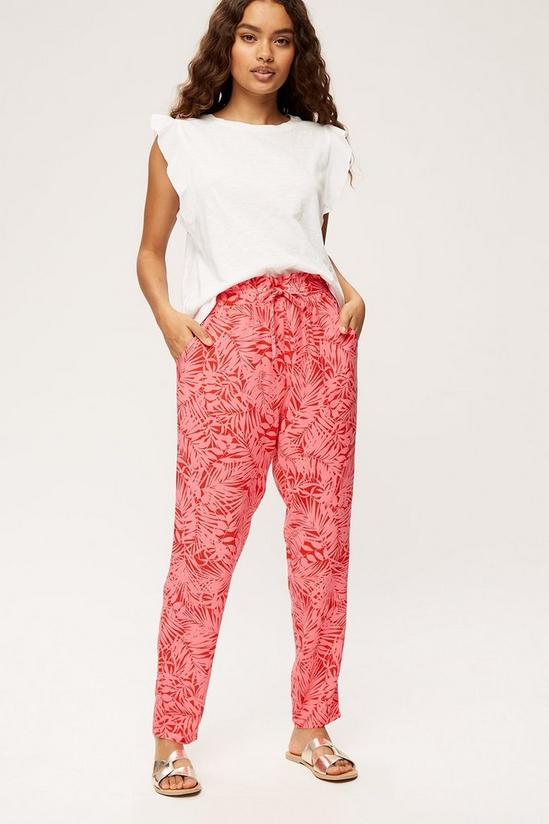 Dorothy Perkins Petite Pink & Red Palm Print Jogger 2