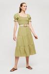 Dorothy Perkins Khaki Puff Sleeve Tiered Midi Dress thumbnail 2