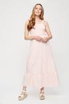Dorothy Perkins Pink Gingham Shirred Midaxi Dress thumbnail 1