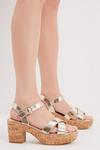 Dorothy Perkins Wide Fit Gold Rome Cross Strap Wedge Sandals thumbnail 1