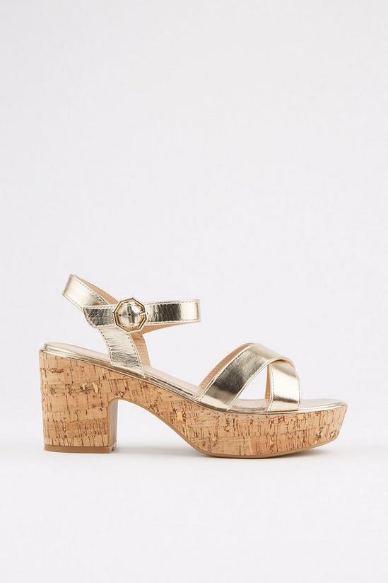 Dorothy Perkins Wide Fit Gold Rome Cross Strap Wedge Sandals 2