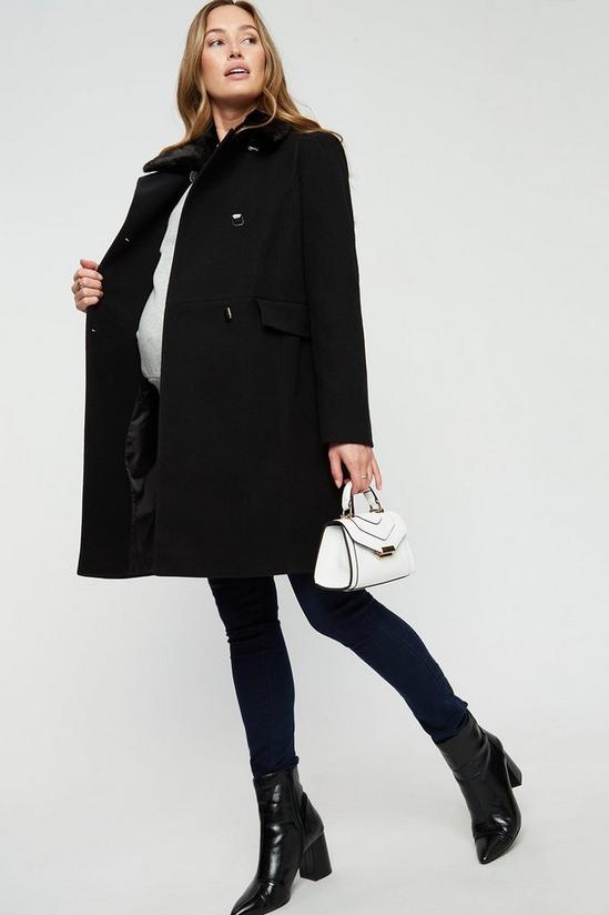 Dorothy Perkins Maternity Dolly Coat With Faux Fur Collar 1