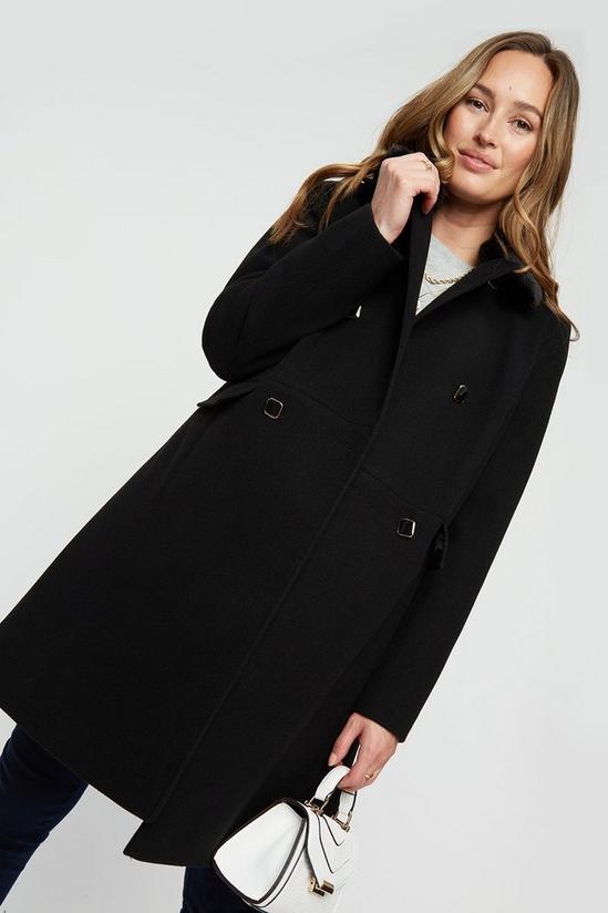Dorothy Perkins Maternity Dolly Coat With Faux Fur Collar 2