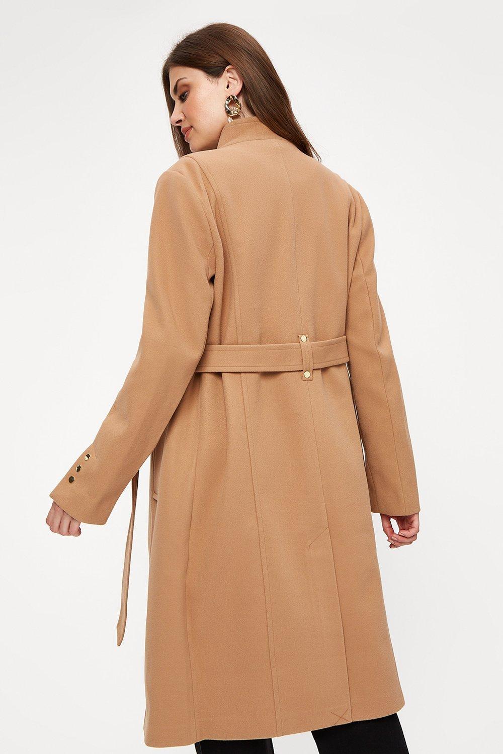 Dorothy perkins camel belted hotsell wrap coat