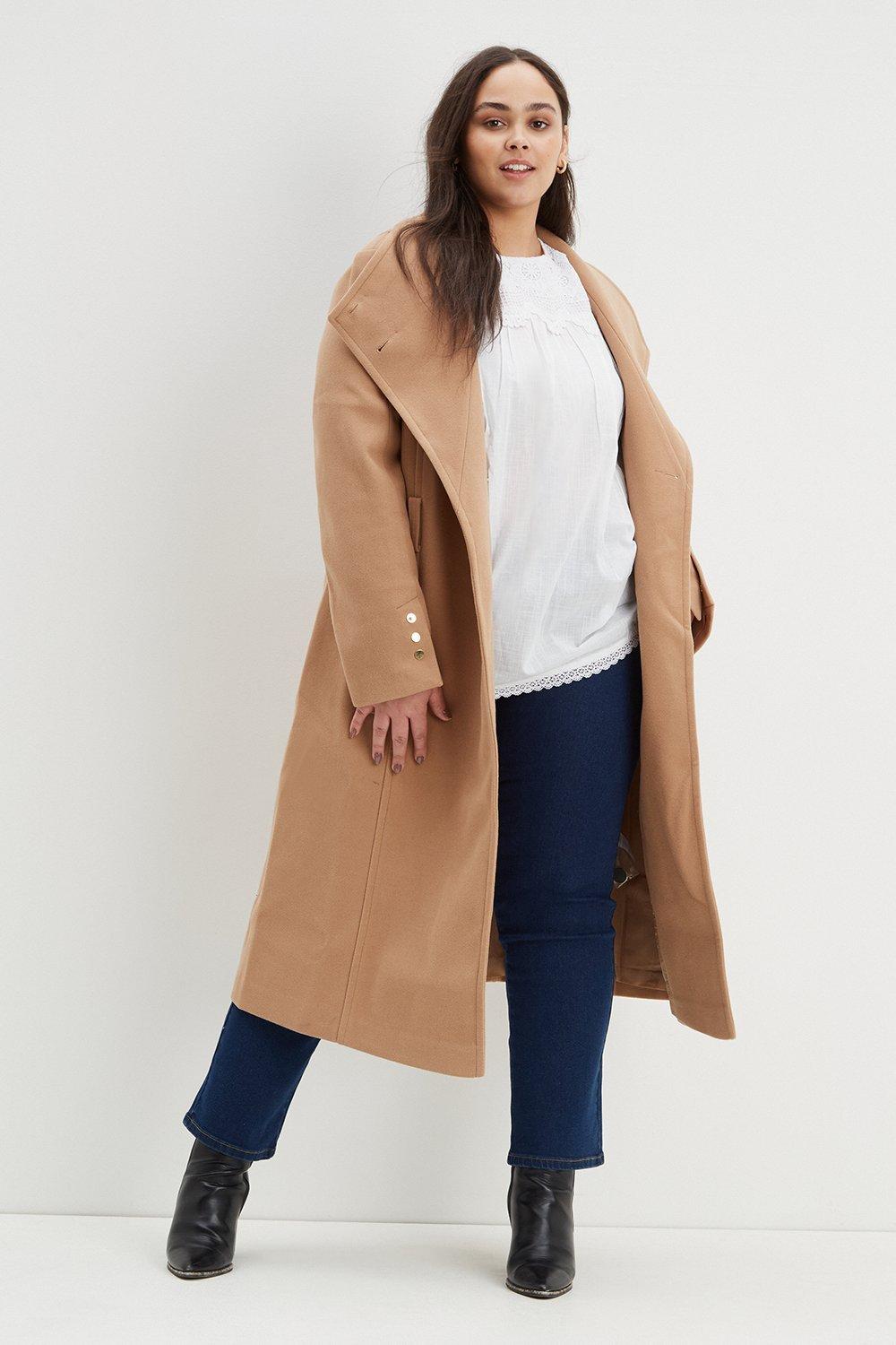 Dorothy perkins camel belted hotsell wrap coat