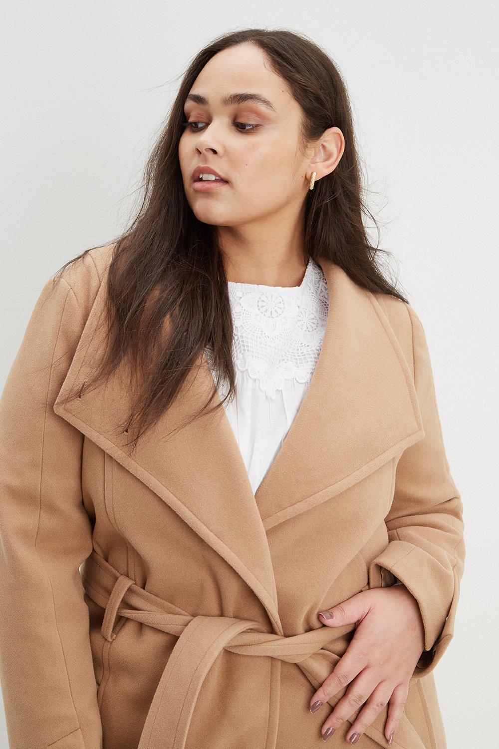 Dorothy perkins camel on sale belted wrap coat