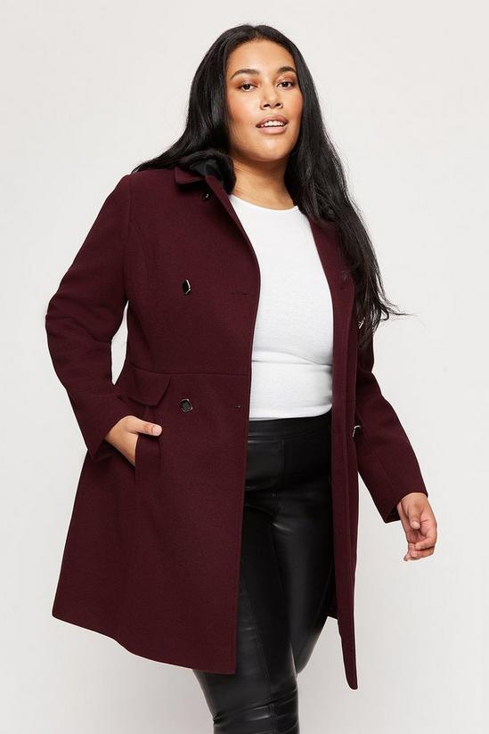Dorothy Perkins Curve Dolly Coat With Faux Fur Collar 1
