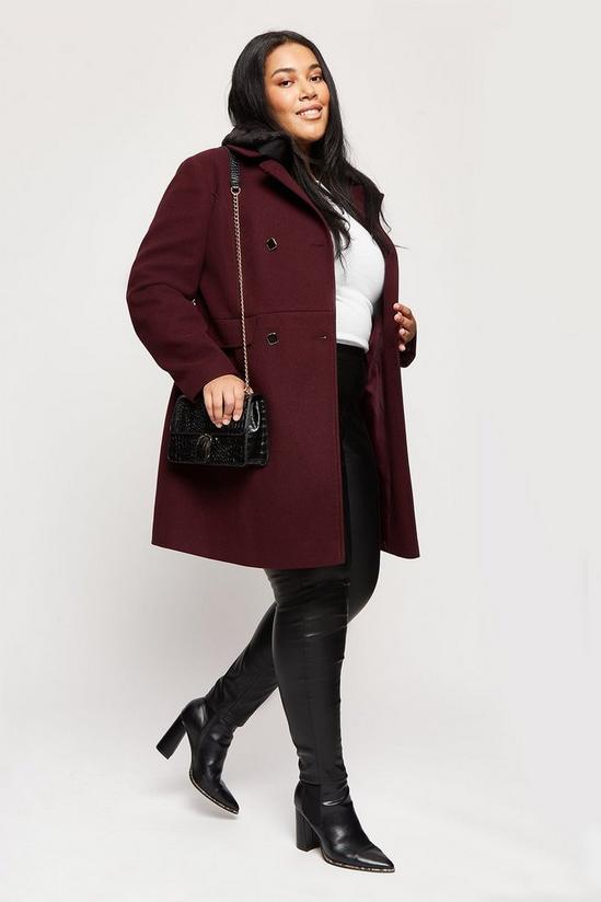 Dorothy Perkins Curve Dolly Coat With Faux Fur Collar 2