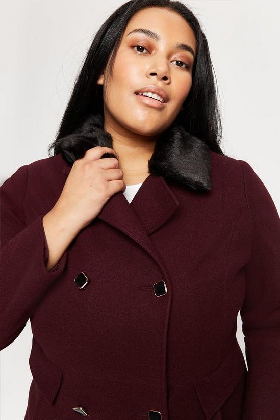 Dorothy Perkins Curve Dolly Coat With Faux Fur Collar 4