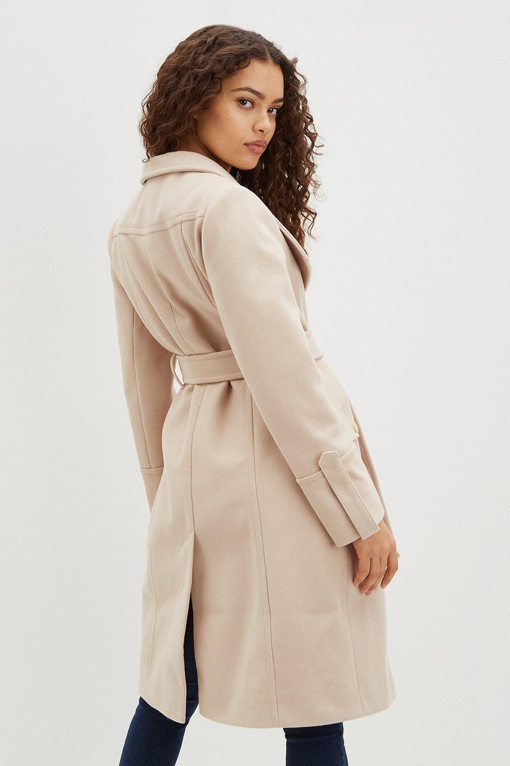 Dorothy perkins camel belted wrap clearance coat