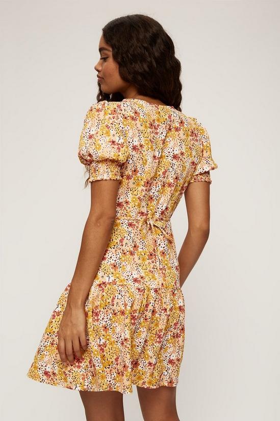 Dorothy Perkins Petite Yellow Floral Wrap Mini Dress 3