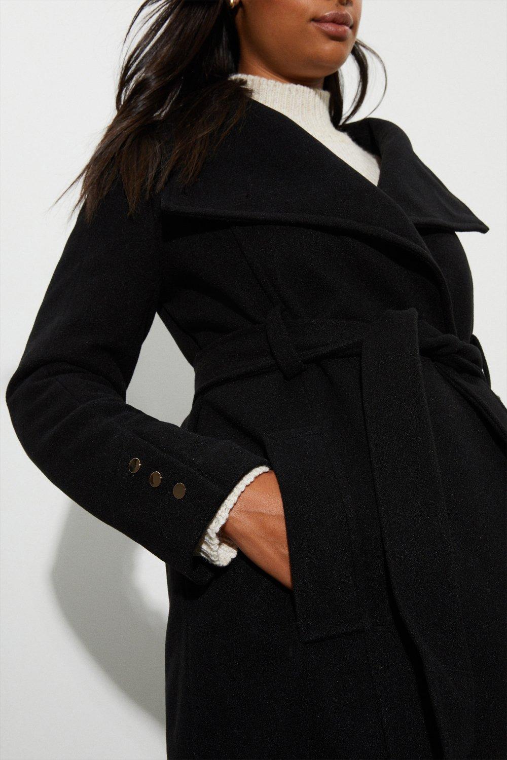 Dorothy perkins shop black wrap coat