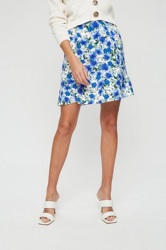 Dorothy Perkins Blue Floral Print Flippy Mini Skirt 2