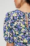 Dorothy Perkins Yellow Purple Floral Puff Sleeve Top thumbnail 4
