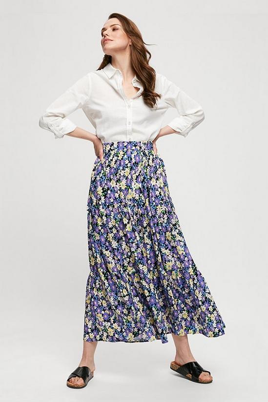 Dorothy Perkins Multicoloured Floral Tiered Woven Midi Skirt 1