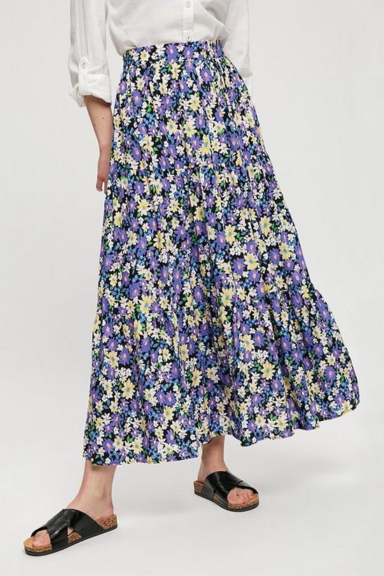Dorothy Perkins Multicoloured Floral Tiered Woven Midi Skirt 2