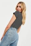 Dorothy Perkins Tall Black And White Stripe Button Ribbed Top thumbnail 3