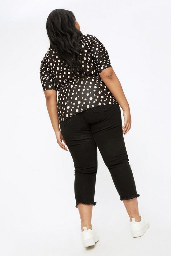 Dorothy Perkins Curve Mono Spot Ruched Sleeve Top 3